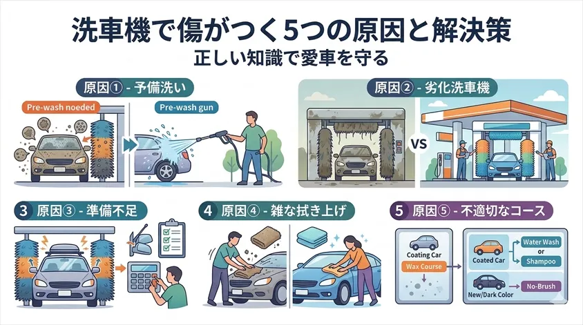洗車機で傷がつく5つの原因と、それぞれの解決策