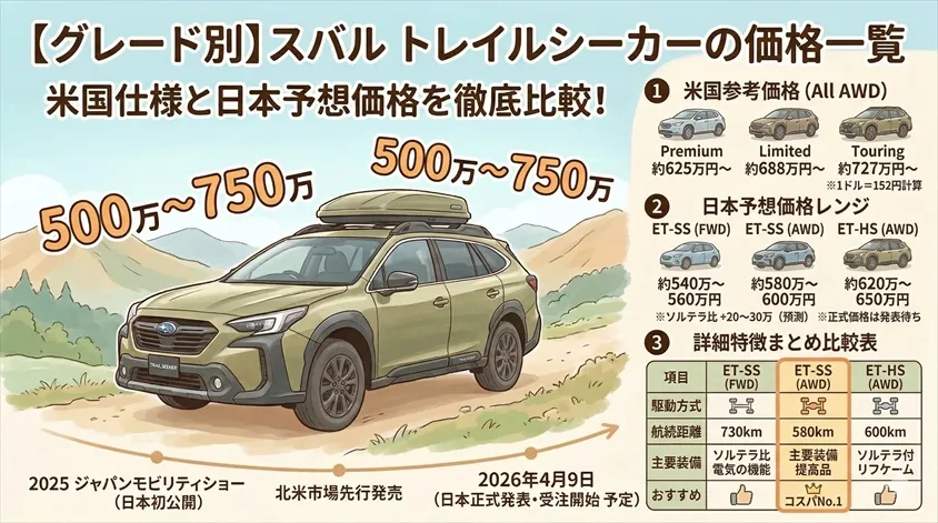 【グレード別】スバル トレイルシーカーの価格一覧