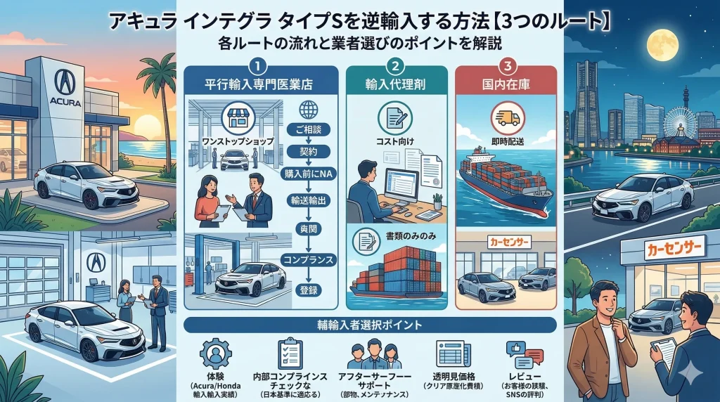 アキュラ インテグラ タイプSを逆輸入する方法【3つのルート】