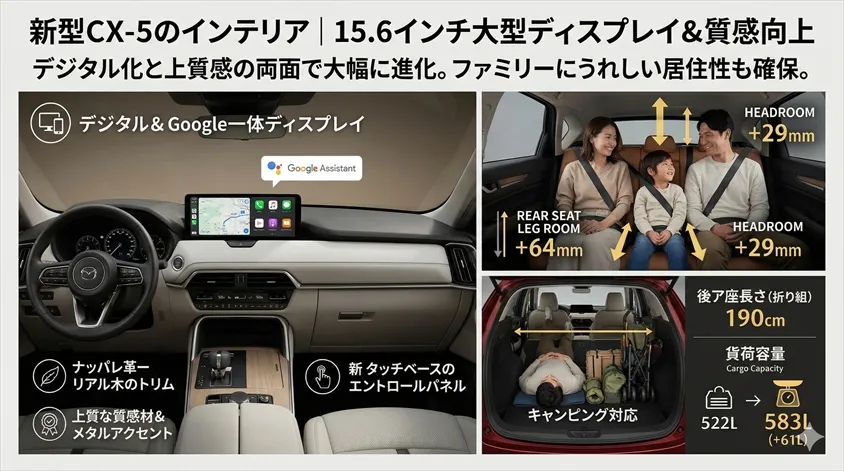 新型CX-5のインテリア｜15.6インチ大型ディスプレイ＆質感向上