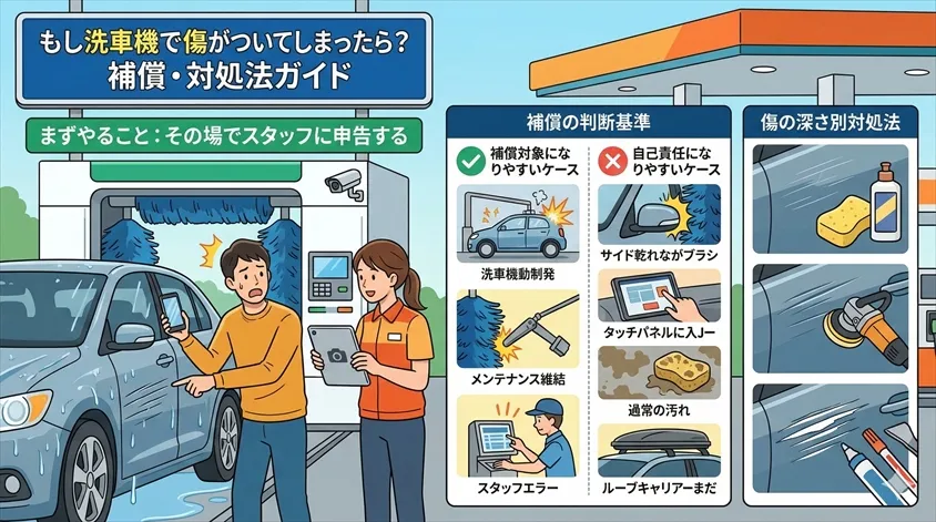もし洗車機で傷がついてしまったら？補償・対処法ガイド