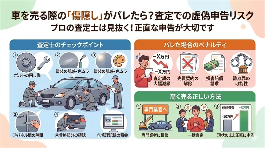 車を売る際の「傷隠し」がバレたら？査定での虚偽申告リスク
