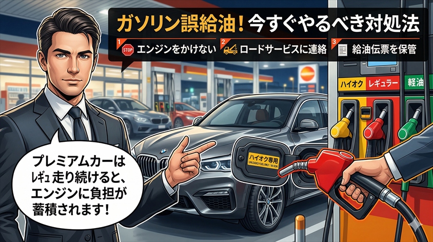 ガソリン誤給油してしまった!今すぐやるべき対処法