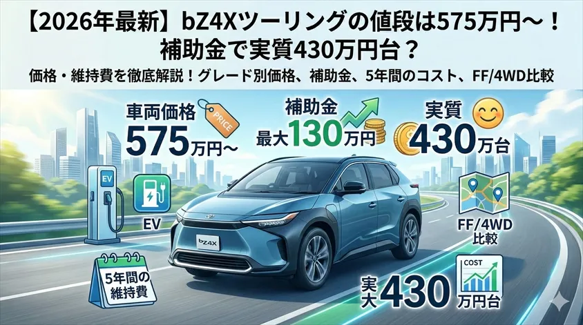 【2026年最新】bZ4Xツーリングの値段は575万円〜!補助金で実質430万円台?価格・維持費を徹底解説