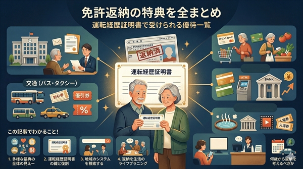 免許返納の特典を全まとめ｜運転経歴証明書で受けられる優待一覧