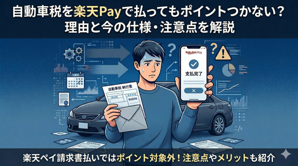 自動車税を楽天Payで払ってもポイントつかない？理由と今の仕様・注意点を解説
