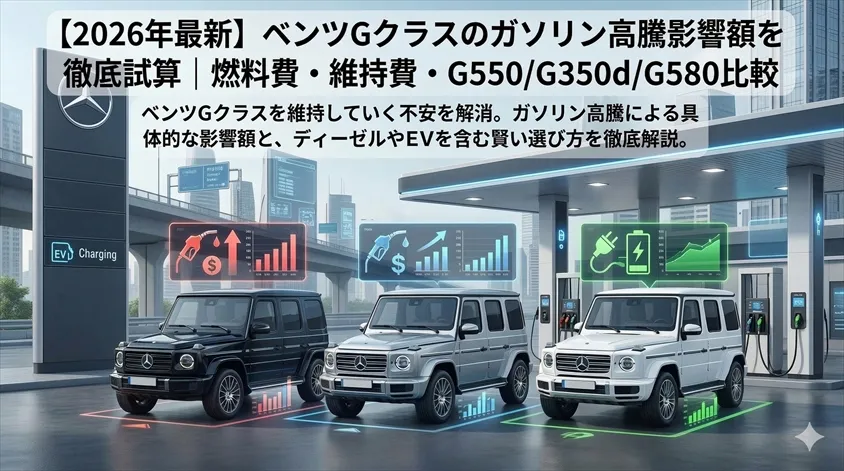 【2026年最新】ベンツGクラスのガソリン高騰影響額を徹底試算｜燃料費・維持費・G550/G350d/G580比較