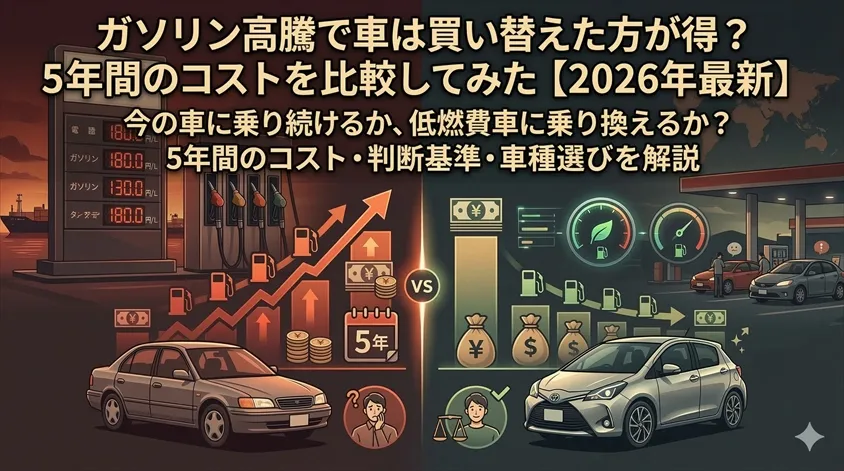 ガソリン高騰で車は買い替えた方が得？5年間のコストを比較してみた【2026年最新】