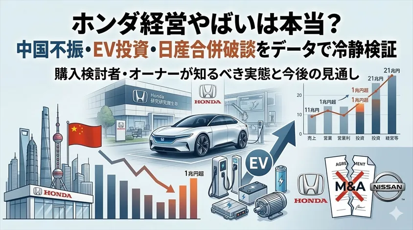 ホンダ経営やばいは本当？中国不振・EV投資・日産合併破談をデータで冷静検証
