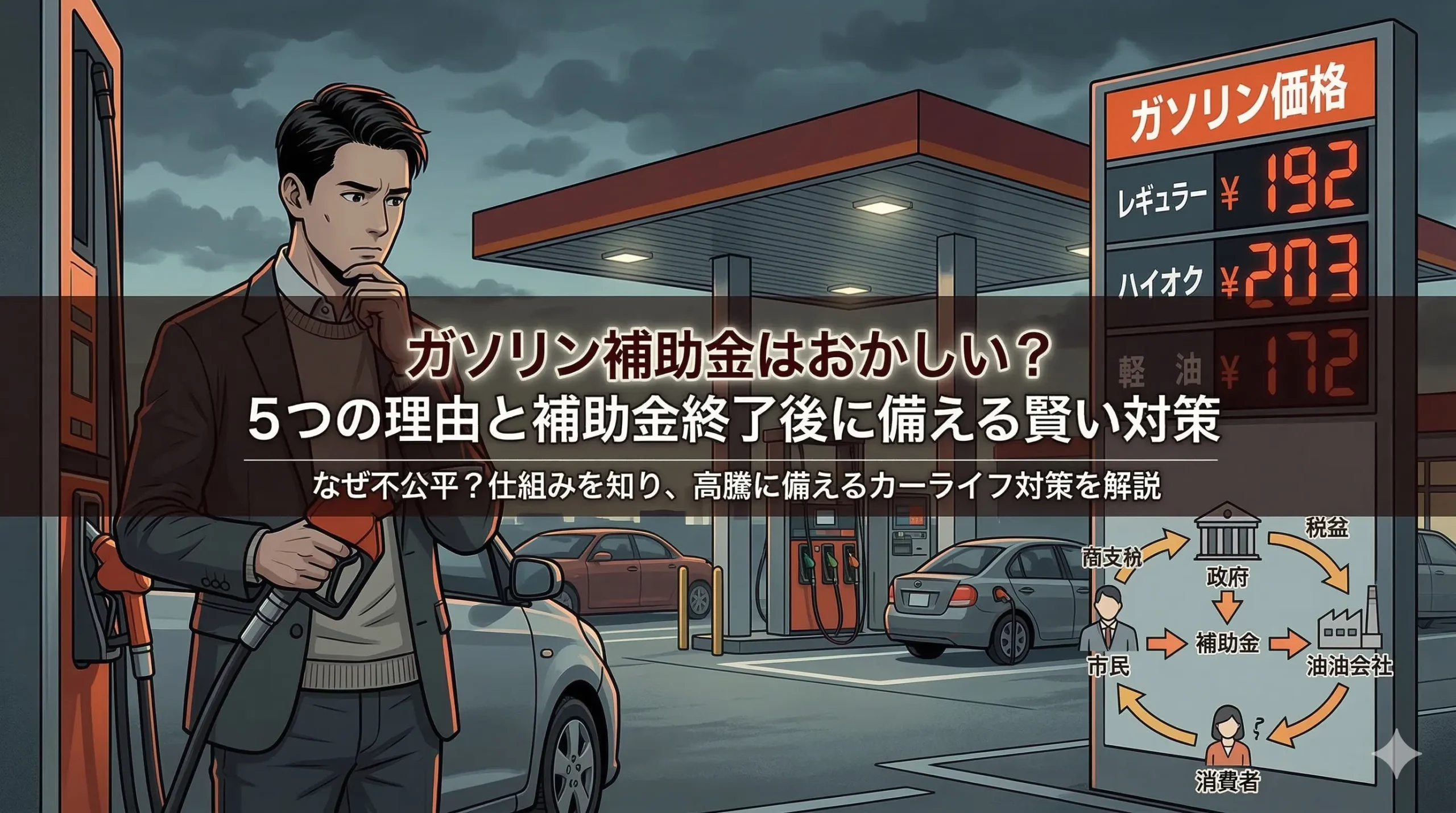 ガソリン補助金はおかしい？5つの理由と補助金終了後に備える賢い対策