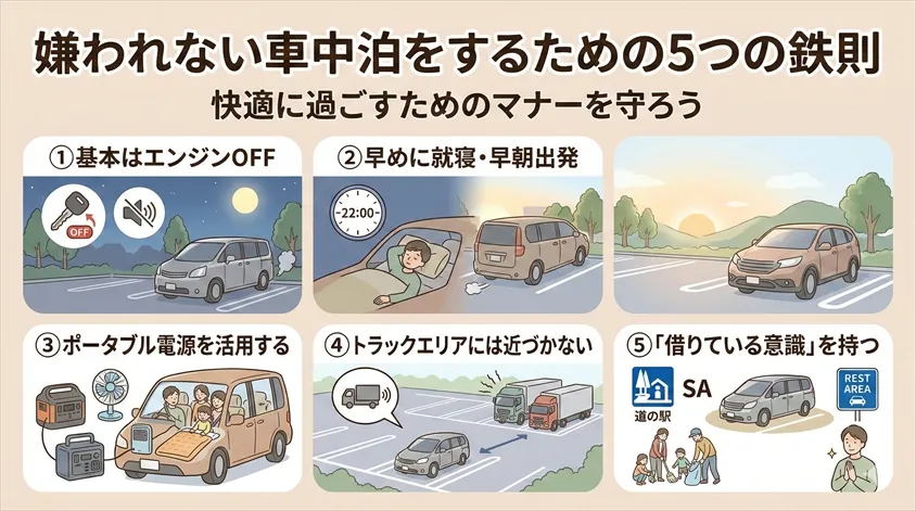 嫌われない車中泊をするための5つの鉄則