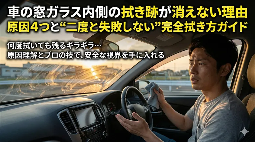 車の窓ガラス内側の拭き跡が消えない理由|原因4つと“二度と失敗しない”完全拭き方ガイド