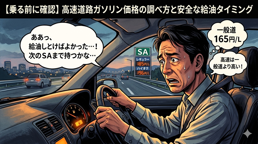 【乗る前に確認】高速道路ガソリン価格の調べ方と安全な給油タイミング