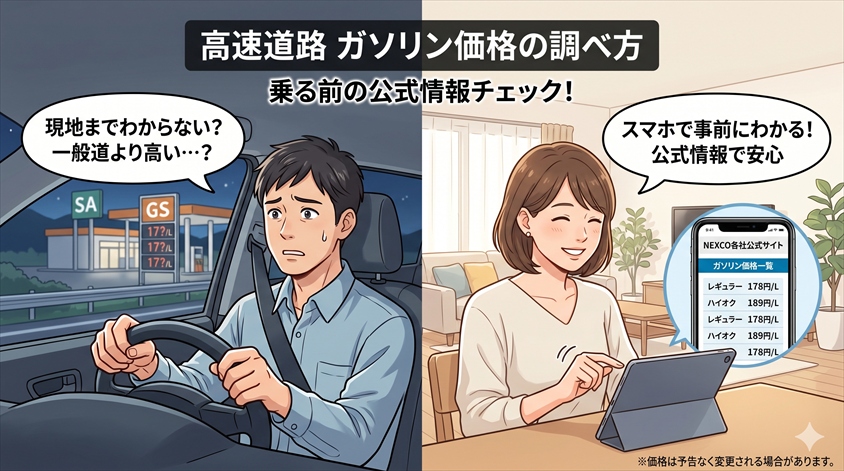 高速道路のガソリン価格はどこで確認できるか