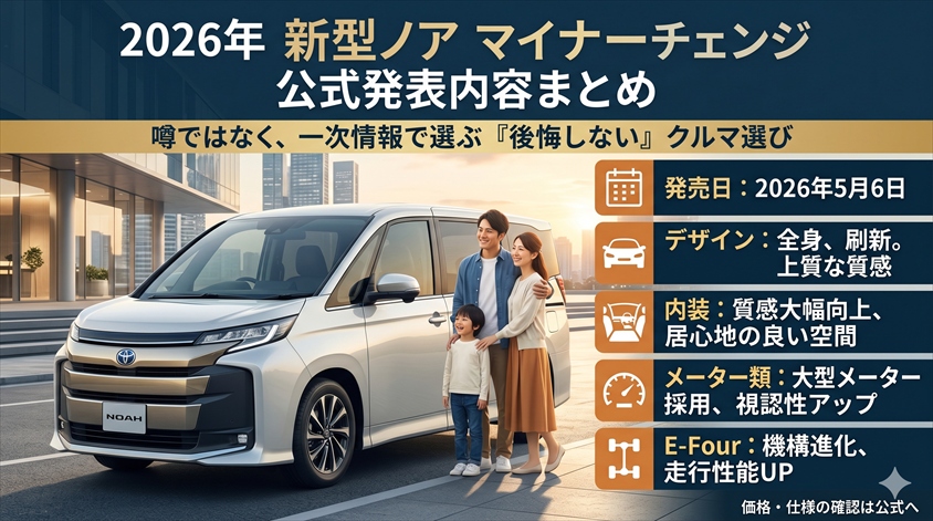 トヨタ ノア マイナーチェンジ|2026年の公式発表内容まとめ