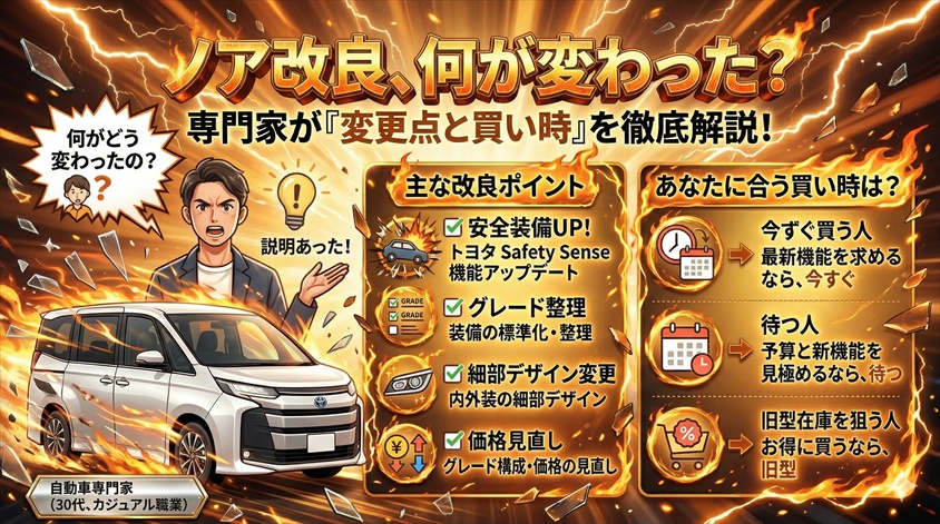 ノア改良で何が変わった？変更点と買い時を専門家が解説