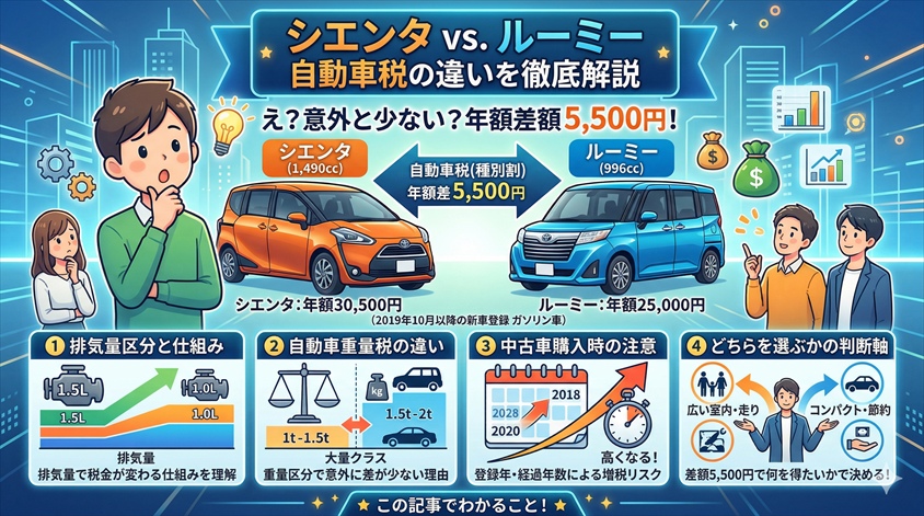 シエンタの自動車税はいくら?年額30,500円の根拠と年式別の違いを解説