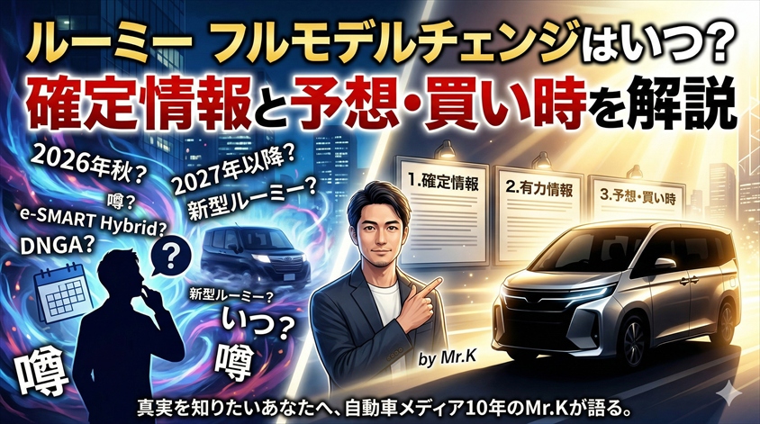 【最新情報】ルーミー フルモデルチェンジはいつ?確定情報と予想・買い時を解説