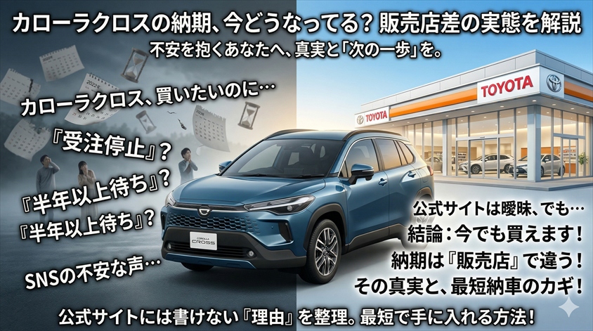 カローラクロスの納期は今何ヶ月？販売店差の実態を解説