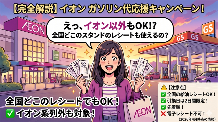 イオン ガソリン代応援キャンペーン レシートはどこのスタンドでもOK?対象条件を完全解説