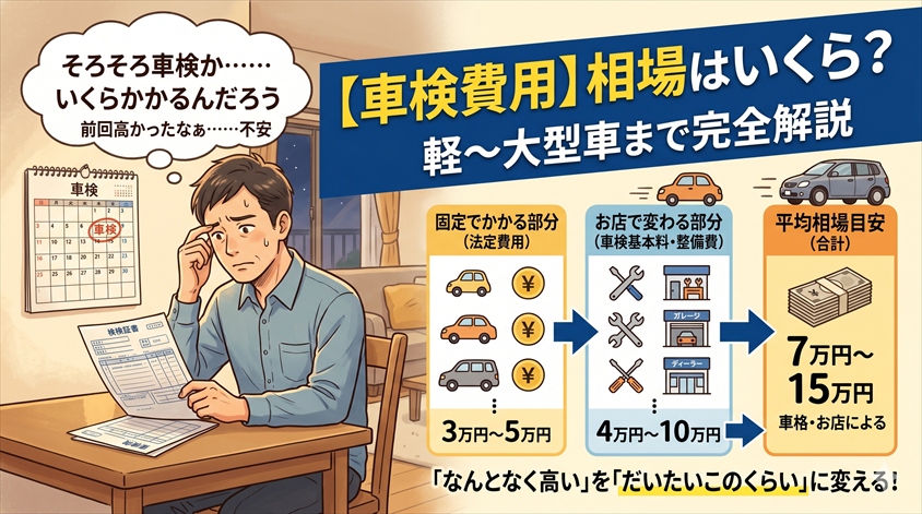 【車検費用】相場はいくら？軽〜大型車まで完全解説