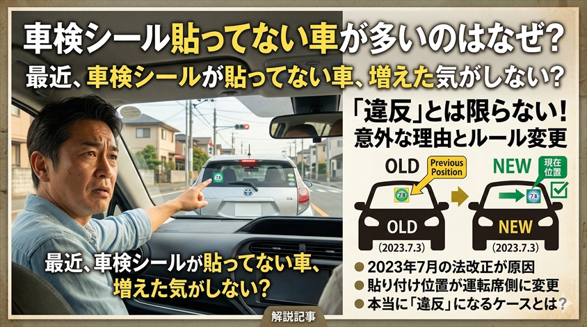 車検シール貼ってない車が多いのはなぜ？位置変更と違反の違いを解説