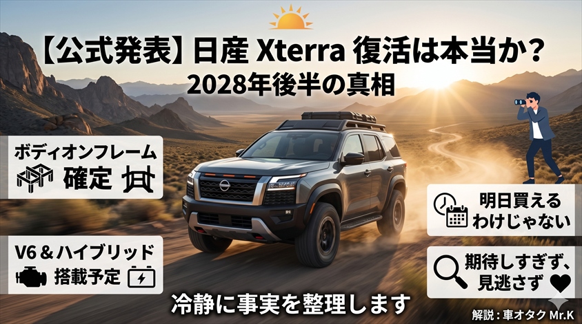【公式発表】日産 Xterra 復活は本当か？2028年後半の真相