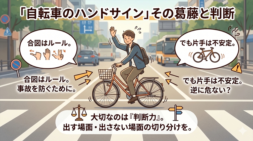 自転車のハンドサインが危ない本当の理由と安全な出し方