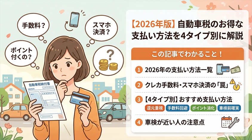 【2026年版】自動車税のお得な支払い方法を4タイプ別に解説