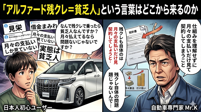 「アルファード残クレ＝貧乏人」という言葉はどこから来るのか