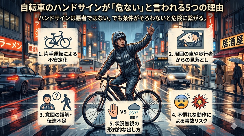 自転車のハンドサインが「危ない」と言われる5つの理由