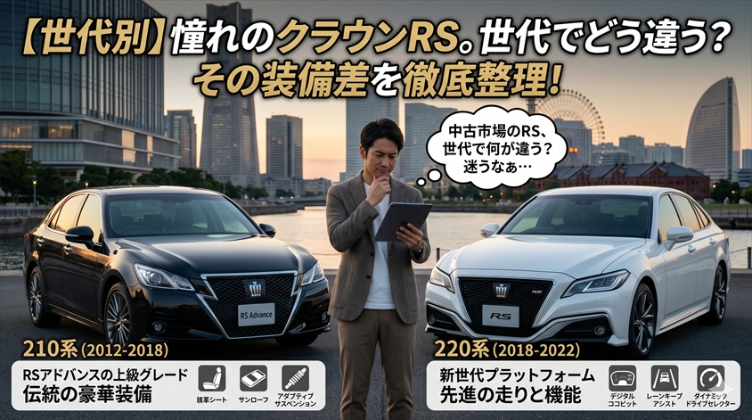 【世代別・年式別】クラウンRS・RSアドバンスの装備差を整理する