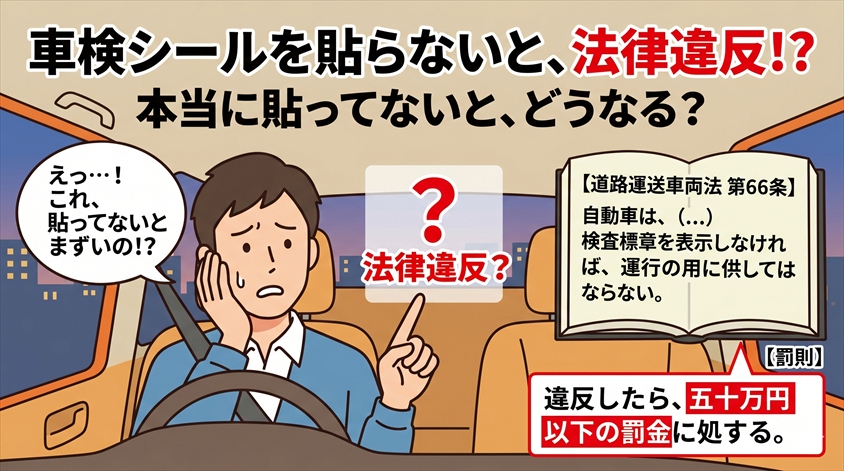 車検シール(検査標章)を貼らないのは法律違反になるのか