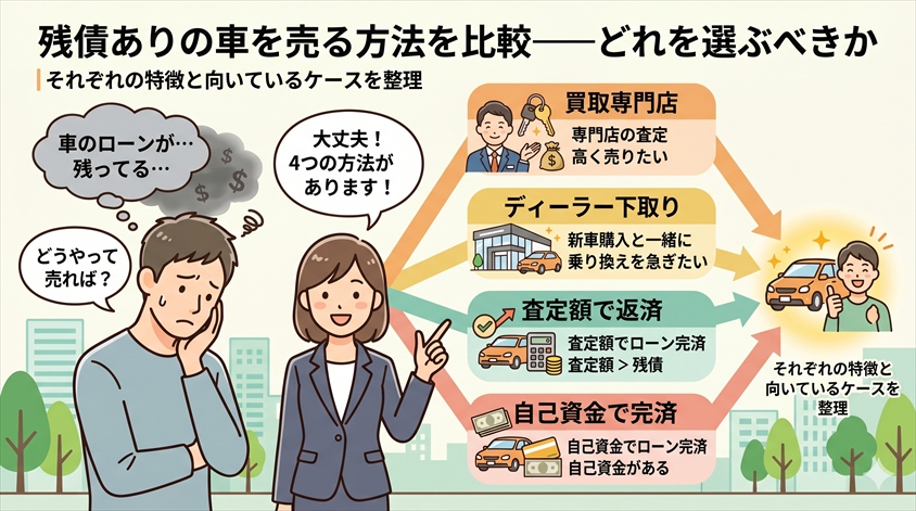 残債ありの車を売る方法を比較——どれを選ぶべきか