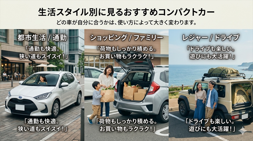 生活スタイル別に見るおすすめコンパクトカー