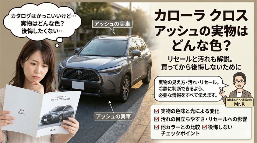 カローラ クロス アッシュの実物はどんな色？リセールと汚れも解説
