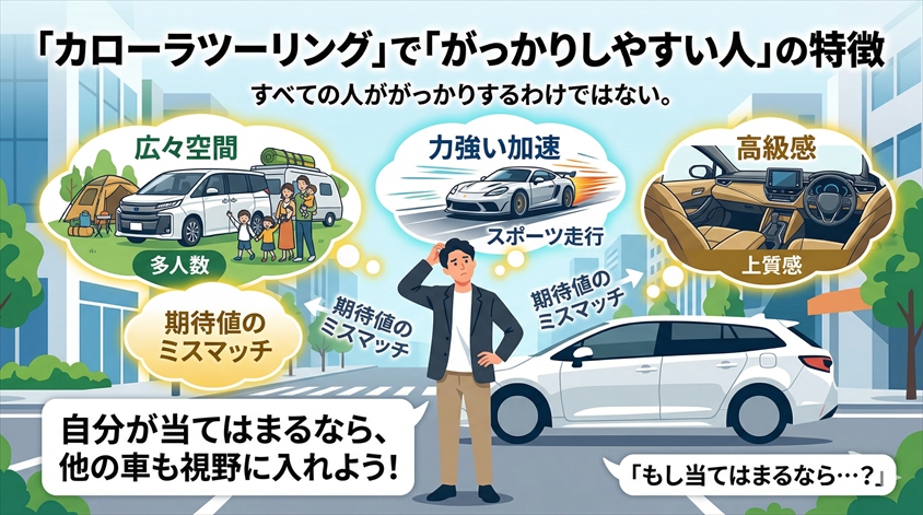 カローラツーリングで「がっかりしやすい人」の特徴