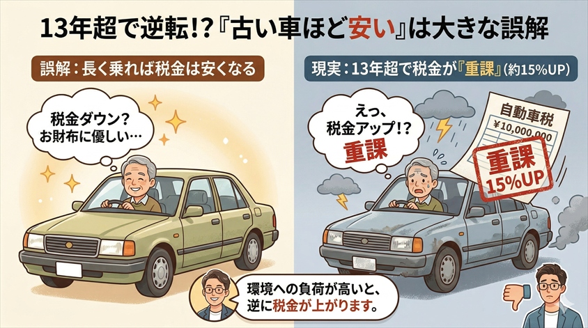 「古い車は税金が安くなる」は大きな誤解――13年超の車は"重課"の対象