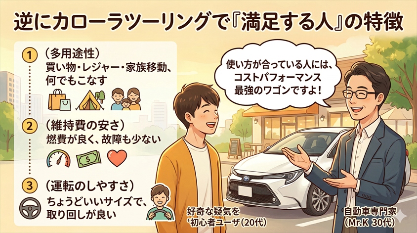 逆にカローラツーリングで「満足する人」の特徴