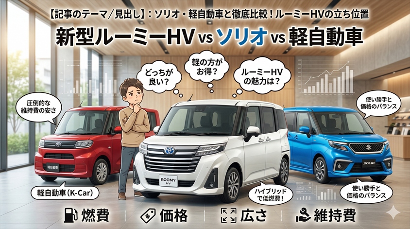 ソリオ・軽自動車と徹底比較！ルーミーHVの立ち位置