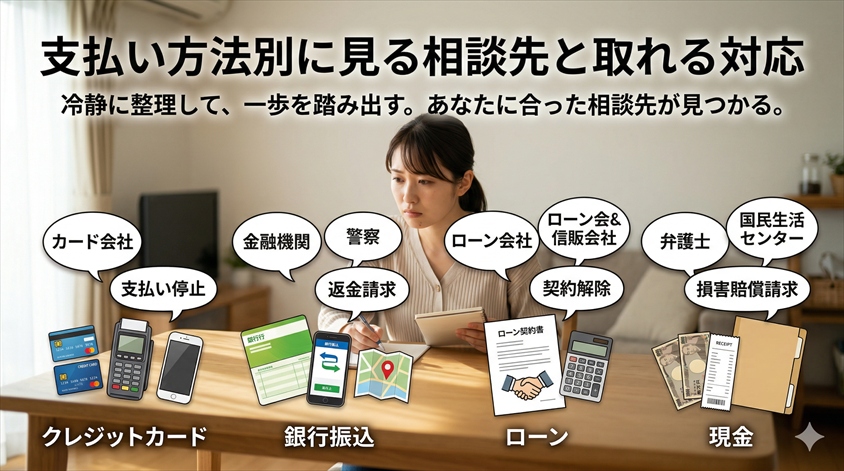 支払い方法別に見る相談先と取れる対応
