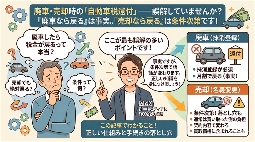 廃車・売却時に「月割還付」が発生するケース