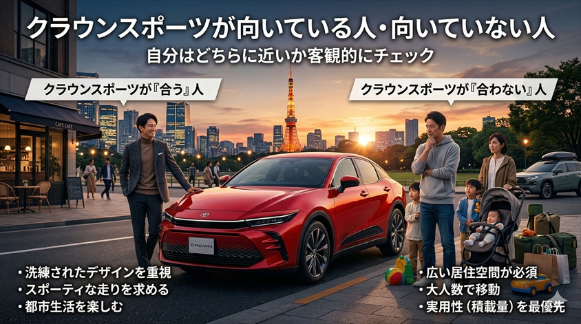 クラウンスポーツが向いている人・向いていない人