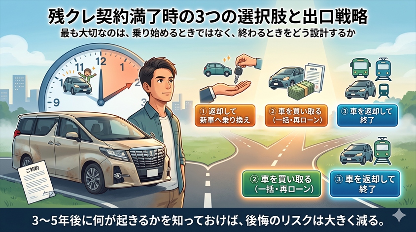 残クレ契約満了時の3つの選択肢と出口戦略