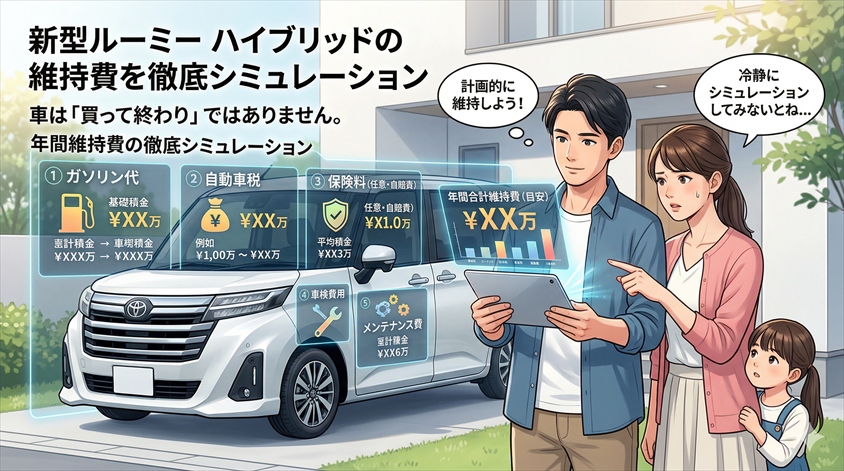 新型ルーミー ハイブリッドの維持費を徹底シミュレーション