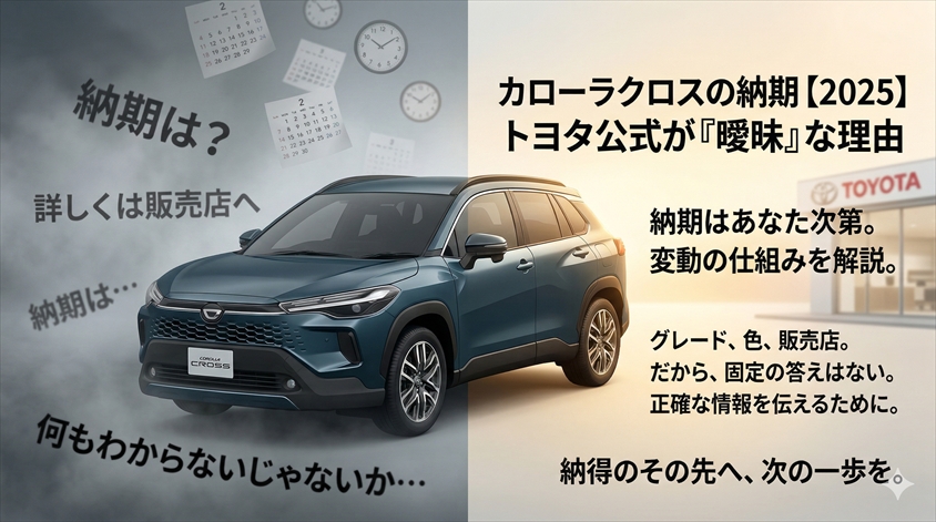 カローラクロスの納期【2025年最新】トヨタ公式の案内は？
