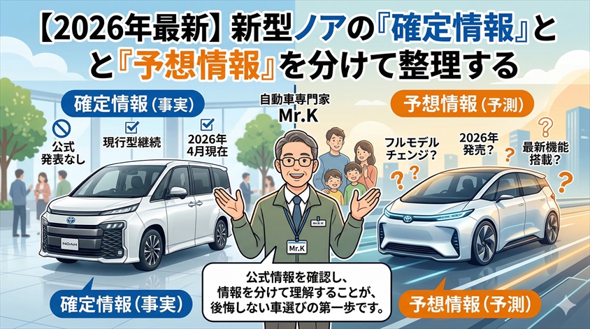 【2026年最新】新型ノアの「確定情報」と「予想情報」を分けて整理する