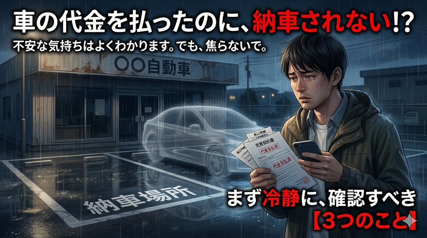 車の代金を払ったのに納車されない――まず確認すべき3つのこと