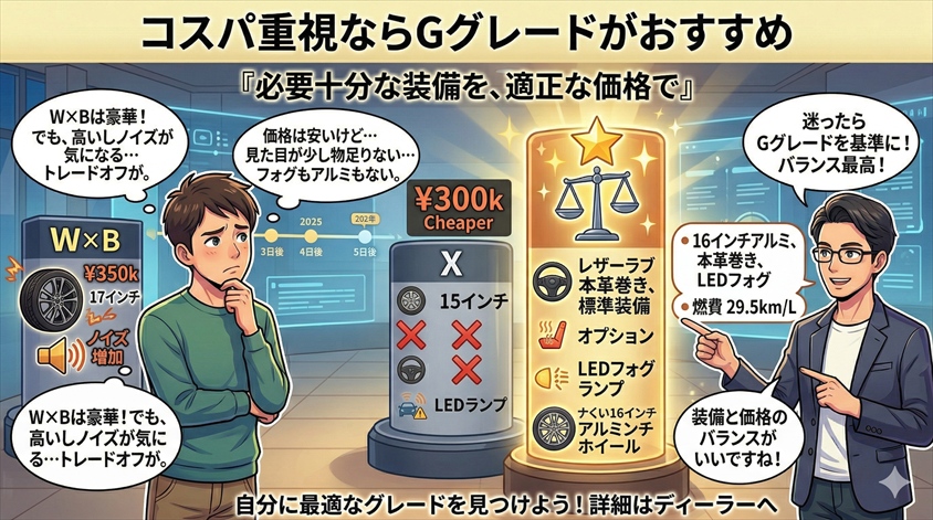 コスパ重視ならGグレードがおすすめ