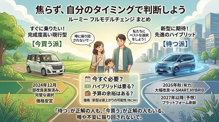 まとめ|ルーミーのフルモデルチェンジ、焦らず自分のタイミングで判断しよう